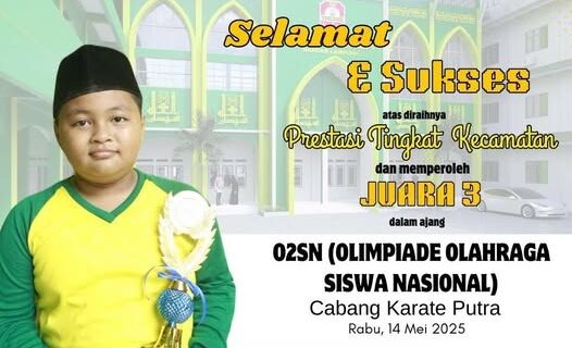 Muhammad Zhafran Arrafif Sabet Juara 3 Karate Putra O2SN Kecamatan Labuhan Ratu 2025