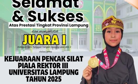 Nisrina Tsabita Azalia, Siswi SD Mutu Balam Kelas 4, Sabet Medali Emas di Kejuaraan Pencak Silat Tingkat Nasional Piala Rektor III Universitas Lampung
