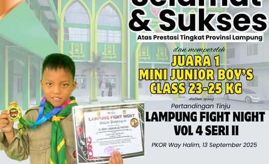 Al Beby Joekarlee Prayogi Sabet Juara 1 Tinju Tingkat Provinsi di Lampung Fight Night Vol.4 Seri II