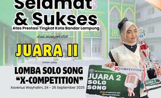 Alya Devina Sakhi Raih Juara II Lomba Solo Song X-Competition Tingkat Provinsi Lampung 2025
