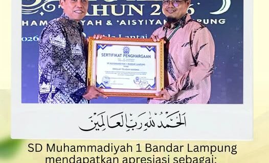 SD Muhammadiyah 1 Bandar Lampung Raih Penghargaan “Sekolah Teladan Nasional” di SIGER AWARDS 3 Tahun 2026