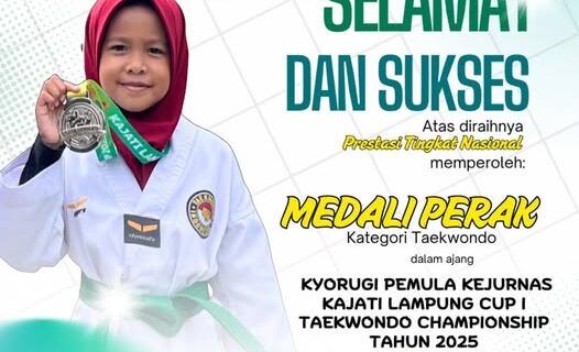 Qiara Syaqila Yonika Raih Juara 2 Taekwondo pada Kejurnas Kajati Lampung CUP I 2025
