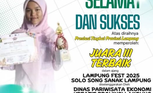Alya Devina Sakhi Raih Juara III Solo Song Sanak Lampung pada Ajang Lampung Fest 2025