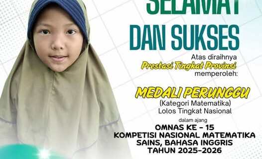 SD Muhammadiyah 1 Bandar Lampung Ucapkan Selamat dan Sukses atas Prestasi Almeera Carbella Cahya di OMNAS ke-15