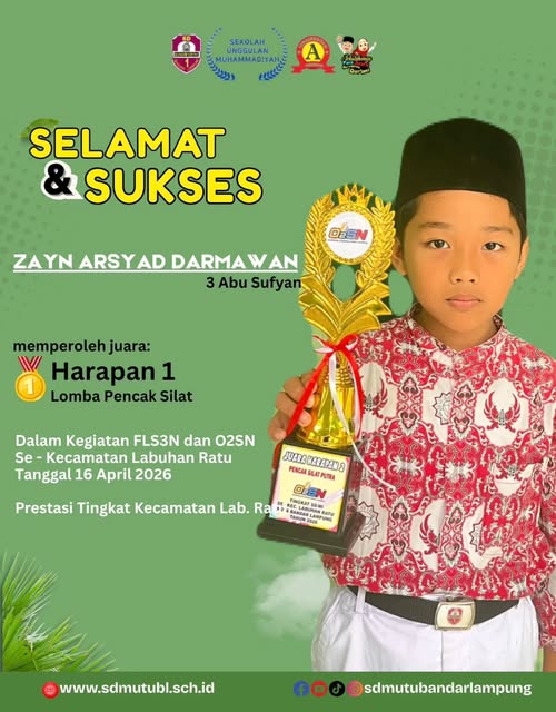 SD Muhammadiyah 1 Bandar Lampung Semakin Mengukuhkan Diri sebagai Sekolah Recommended dan Terbaik di Kota Bandar Lampung Melalui Prestasi O2SN 2026