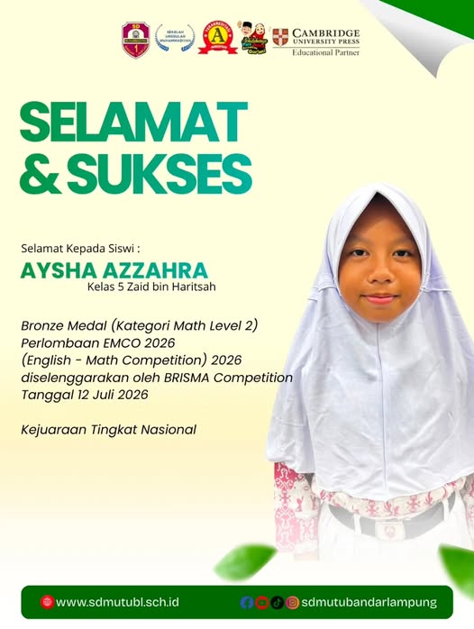 Aysha Azzahra Raih Medali Perunggu EmCo 2026, Buktikan Kemampuan Matematika di Tingkat Nasional