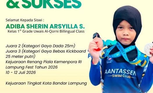 Dua Prestasi Sekaligus, Adiba Sherin Arsyilla Bawa Pulang Juara di Kejuaraan Renang Piala Kemenpora 2026
