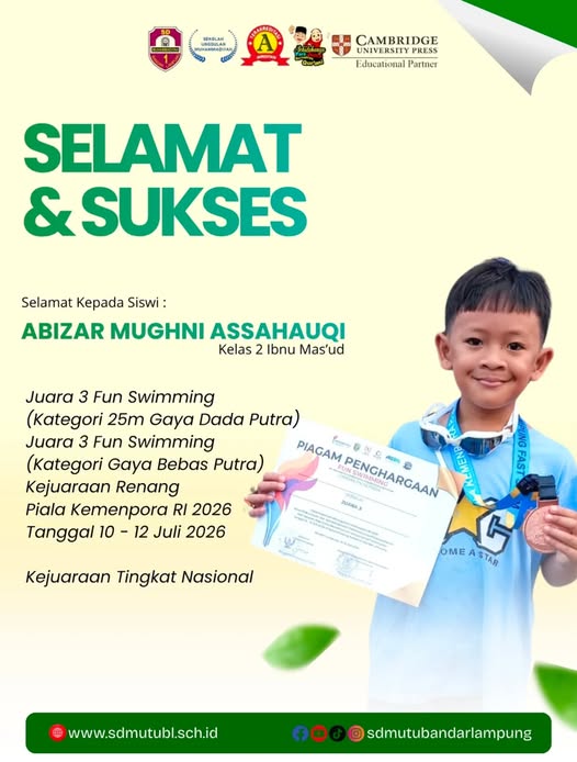 Abizar Mughni Assauqhi Buktikan Semangat Juang dengan Dua Prestasi Renang Nasional