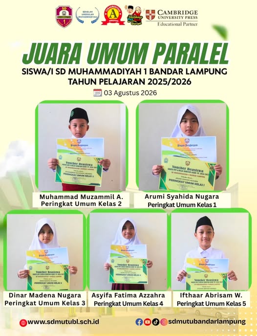 JUARA UMUM PARALEL TAHUN PELAJARAN 2025/2026  SD Muhammadiyah 1 Bandar Lampung