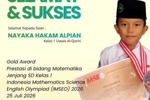Prestasi Gemilang di Usia Dini, Nayaka Hakam Alpian Raih Gold Award Olimpiade Matematika IMSEO 2026