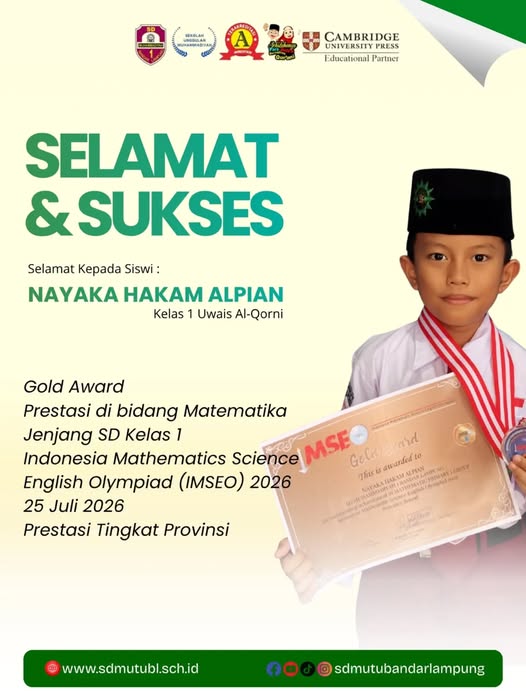 Prestasi Gemilang di Usia Dini, Nayaka Hakam Alpian Raih Gold Award Olimpiade Matematika IMSEO 2026