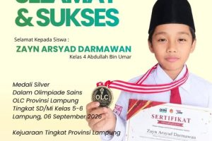 Siswa SD Muhammadiyah 1 Bandar Lampung Raih Medali Perak Olimpiade Sains OLC Tingkat Provinsi Lampung 2026