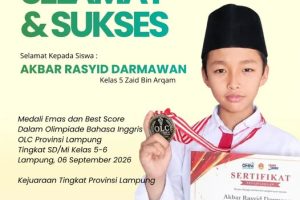 Siswa SD Muhammadiyah 1 Bandar Lampung Raih Medali Emas dan Best Score Olimpiade Bahasa Inggris OLC 2026